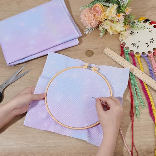 BENECREAT 19.7x59inch 14 Count Aida Cloth, Cross Stitch Fabric, Embroidery Cloth for Handicraft Projects Such as Hand Embroidery, Needlework Starry Sky Printed Patterns