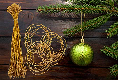 Christmas Tree Ornament String Hanger Precut Ribbon Hook with Snap Fastener - color: Gold, size: 200pcs