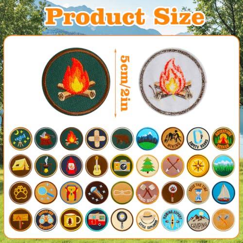 AUGSUN 36Pcs Outdoor Camping Iron on Patches,Adventure Embroidered Applique - style: Art Deco