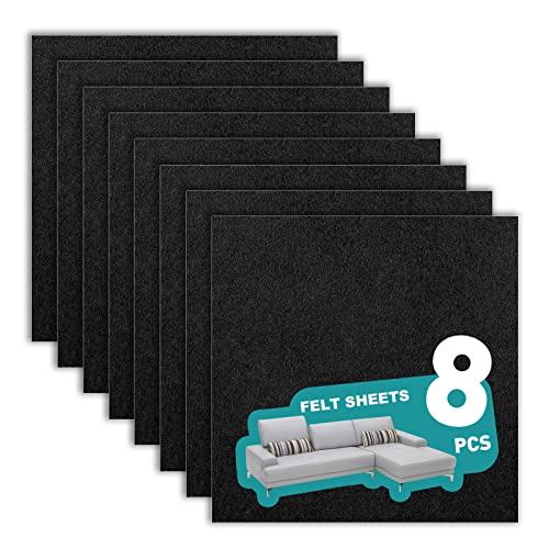 12"x12"x1/8" Thick Adhesive Black Felt Sheets Sticky Felt Fabric Pads 8pcs