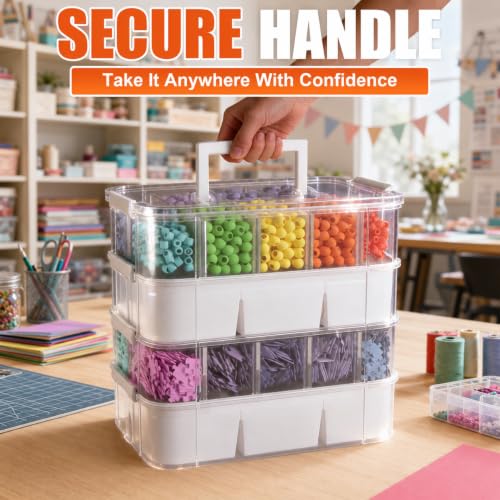 CraftGenes Craft Storage Organizer, 4-Tier Box with 20 Dividers