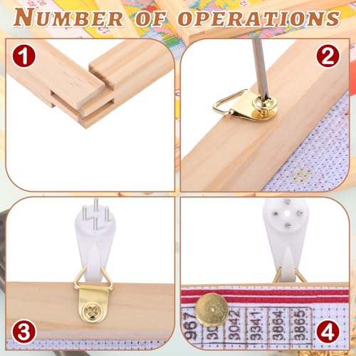 40 Pcs Needlepoint Stretcher Bars, 10 Sizes Wooden Canvas Stretcher Bars with Thumb Tacks and Remover Tool Set for Needlework Embroidery Stitch, DIY Needlepoint Frame Gift for Embroidery Enthusiast