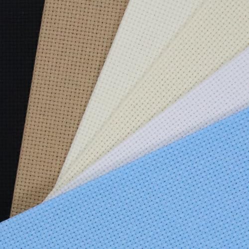 KCS 6 pc of 12" x 18" (30cmx45cm) 14 Count Cotton Aida Cloth Cross Stitch Fabric (14CT-A) - color: 14ct-a