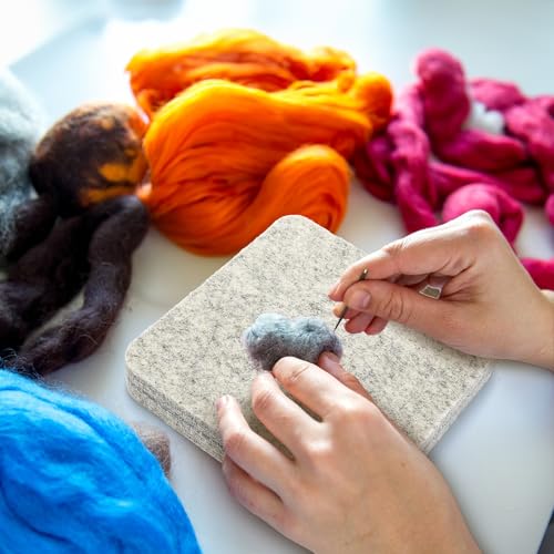 Nicunom 3 Pack Needle Felting Mat, Natural Wool Needle Felting Pad, 6x6x1 inch Felting Block for DIY Craft Felting Wool Projects, Thick and Firm