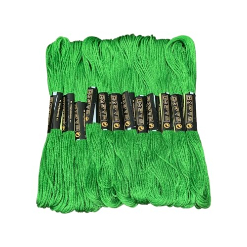 12 Skeins Embroidery Floss Light Green Color, Friendship Bracelet String Cross Stitch Embroidery Thread Floss Bracelet Making Yarn, Craft Floss（Light Green） - color: Light Green