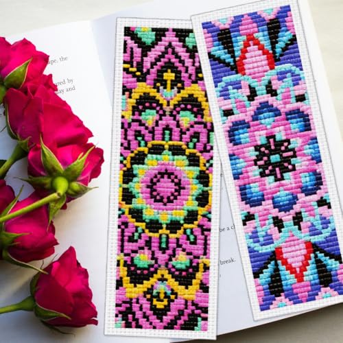 ORIGACH 6 Set Boho Mandala Cross Stitch Bookmark Kit for Beginner - style: Mandala