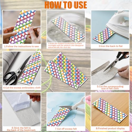 FREEBLOSS 6 Set Cross Stitch Bookmark Kits 11CT 8"x2.4" Colorful Gradient - style: Colorful Style