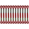 12 Skeins Embroidery Floss, Deep Red Metallic Embroidery Thread Polyester Cross-Stitch Threads for Hand Embroidery String Art DIY Creation - color: Deep Red