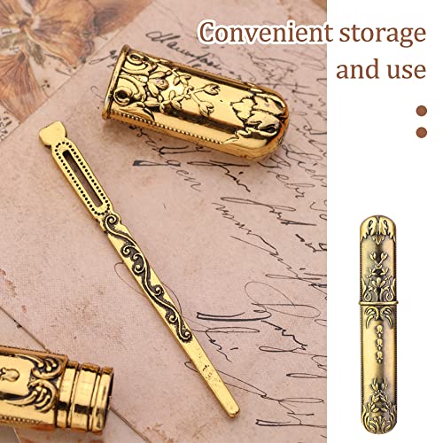 BUTUZE Embroidery Scissors Kit,European Antique Vintage Sewing Kit,Complete Vintage Sewing Tools with Embroidery Scissors,Original Case,Sewing Needle Case,Awl for Sewing,Craft,Needlework - color: Gold