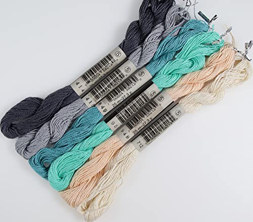 KCS 162 Yards(150 Meters) Mercerized Pearl Cotton Crochet Needlepoint Thread,Size 5,6 skeins,Mixed Color 16 - color: 6color16, size: 6 skeins