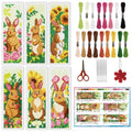 INFUNLY 6 Set Brown Rabbit DIY Cross Stitch Bookmark Kits for Adults Flowers Counted Cross Stitch Kit with Instructions Bunny Stamped Embroidery Bookmark Kit for Book Lovers Readers Gift - style: Rabbit