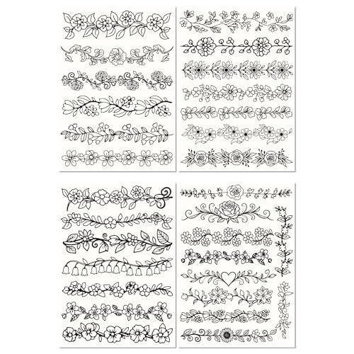 30Pcs Embroidery Paper Flowers Water Soluble Embroidery Designs Floral Lace Trimming Theme Stick and Stitch Wash Away Transfer Paper Stabilizers for Hand Sewing Beginners 11.7 x 8.3 Inch - color: Flower