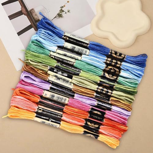 12 Skeins 6 Strands Rainbow Embroidery Thread Floss for Craft DIY - color: Rainbow Color