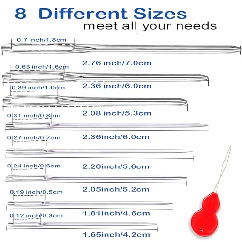 34 Pieces 8 Size Large Eye Blunt Needles and Sharp Needles Set, Yarn Needles, Hand Sewing Needles, Knitting Needles, Embroidery Needle, Quilting Needles, Crewel Needles,Tapestry Needles - color: 34PCS