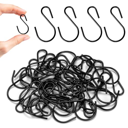 40PCS 1.7 Inch Black S Hooks Mini Small S Hooks for Hanging - size: 1.7 Inch