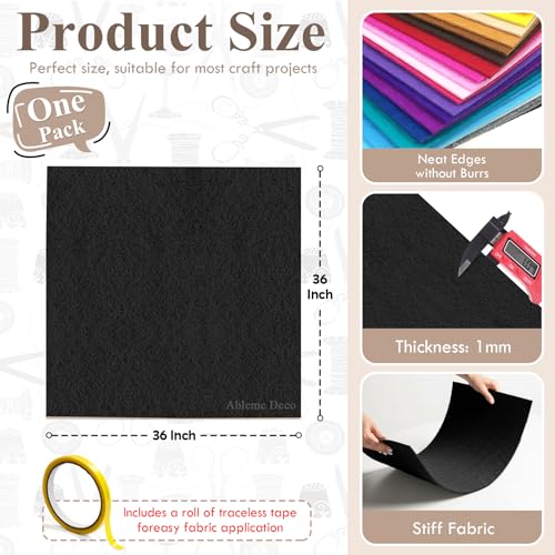 Black Felt Fabric 36" x 36", 1 Square Yard Stiff Acrylic Felt Sheet - color: Black, size: 36" X 36" (1 Yard)
