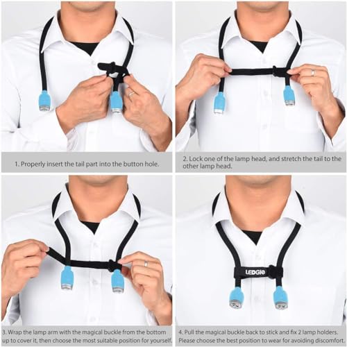 LEDGLE Neck Book Light for Reading Rechargeable,Long Arm,6 Brightness-Blue - style: Massage Particles- Blue