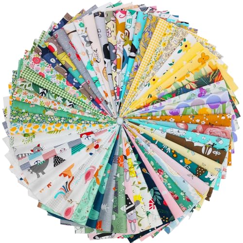 56pcs Cotton 9.8” x 9.8”(25cm x 25cm) Quilting Fabric Bundles, Pre-Cut Squares Sheets for Patchwork Sewing Quilting Crafting, No Repeat Patterns. - color: A-3