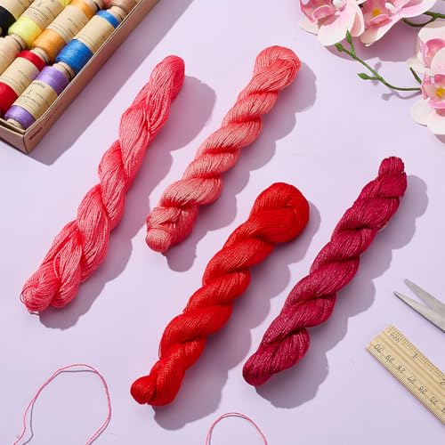 FREEBLOSS 4 Pcs Sashiko Thread Sashiko Skein 4 * 100 M Red Wine Colors - color: All Red