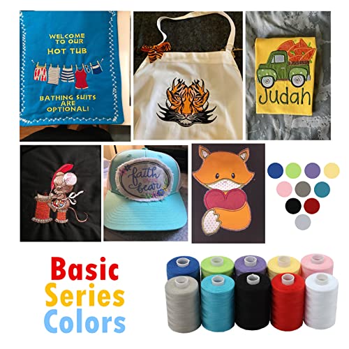 Simthread All Purpose Sewing Thread, 10 Spool Assorted Color 1000 Yards Each Bobbin Polyester Thread for Sewing, Handy Polyester Sewing Threads for Sewing Machine - (Basic Color Series) - color: basic color series