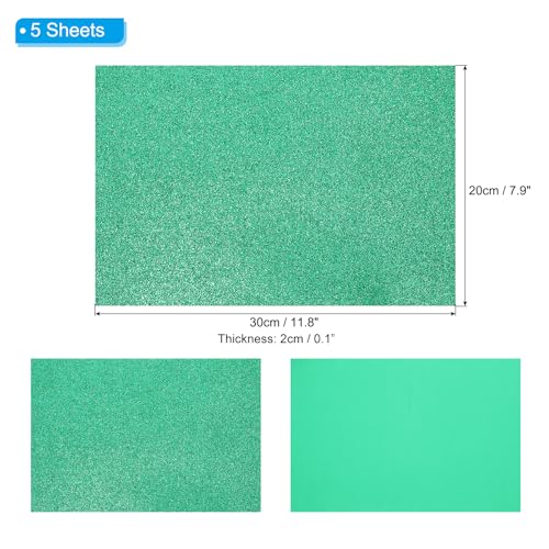 PATIKIL Dark Green Shiny EVA Glitter Foam Sheet 11.8 x 7.9 Inch 2mm Thick Sparkle EVA Glitter Felt for Crafts DIY Project, 5 Pcs - color: Dark Green
