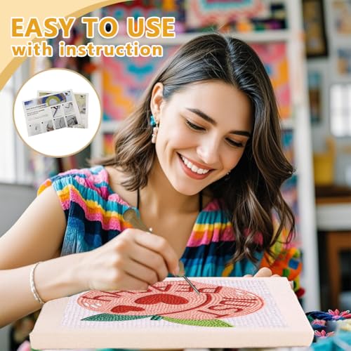 DOODLREAM Just Peachy Peach Punch Needle Kit for Beginner 9.4" x 9.4" - color: Just Peachy