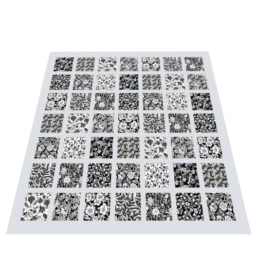 8"x 8" 50pcs Cotton Fabric Squares for Sewing Quilting Supplies-B&W Floral - color: Black&white Floral, size: 50 PCS 8"x8"