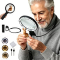 Dilzekui 5X&10X Neck Handheld 2-in-1 Magnifying Glass for Reading w/Light - color: Black