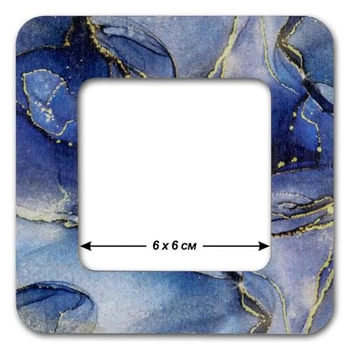 Small Hoop with Magnetic Holders from Plywood for Embroidery and Cross Stitching, MP-016 Size(2.6x2.6 in) (Gray-Blue Marble) - color: Midnight