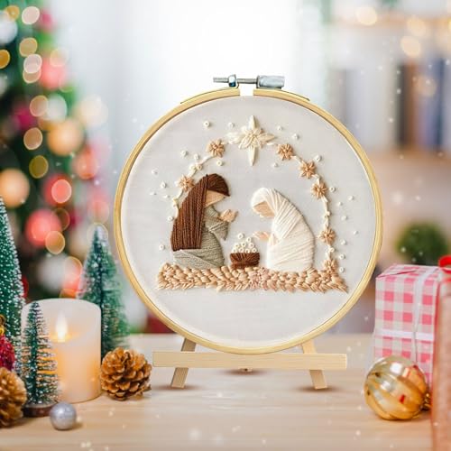 Nativity Scene Embroidery Kit, Christmas Cross Stitch Kits for Beginners - color: Birth Manger