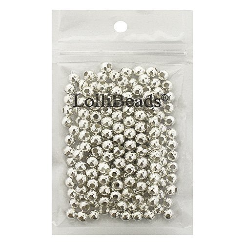 (R) Silver Plated Smooth Round Metal Beads 6 mm 300 Pcs - color: Silver 300 Pcs 6mm