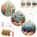 LYMIGER 3 Packs Embroidery Kit for Adults, Embroidery for Beginners (Sea-1) - color: Sea-1