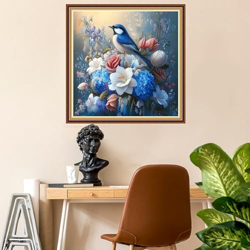Fanxvivy Stamped Counted Cross Stitch Kits for Adults Printed Cross-Stitch Patterns 11CT Stamped or Counted Cross Stitching Embroidery Kit Needlepoint Kits-Colorful Flowers and Birds 18x18 inch - color: Artkits08