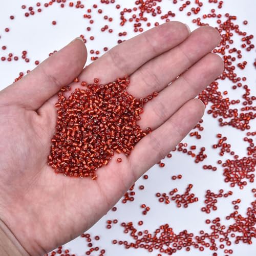8/0 3mm Tiny Red Silver Lined Glass Seed Beads for Jewelry Making Japanese Round rocailles DIY Craft Approx.1800Pcs - color: Red Silverlined, size: 3mm 8/0