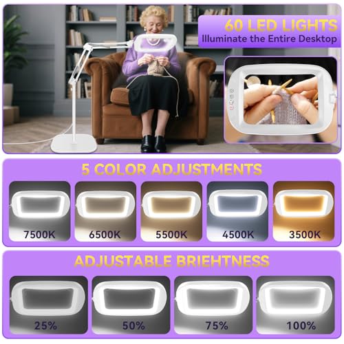 30X 10X Extra Large Floor Magnifying Glass with Light and Stand - color: White