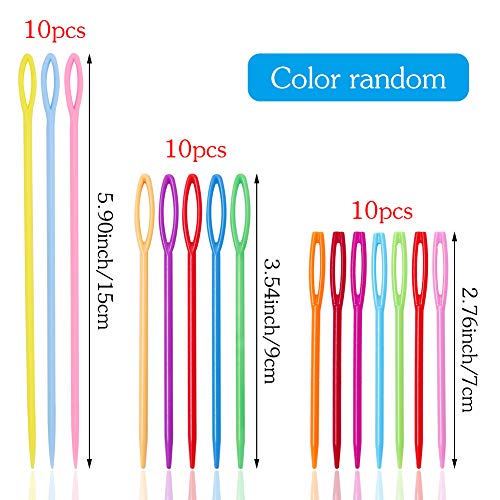 30 Pcs Plastic Sewing Needles, 3 Sizes Large Eye Plastic Sewing Needles - size: 30 PCS