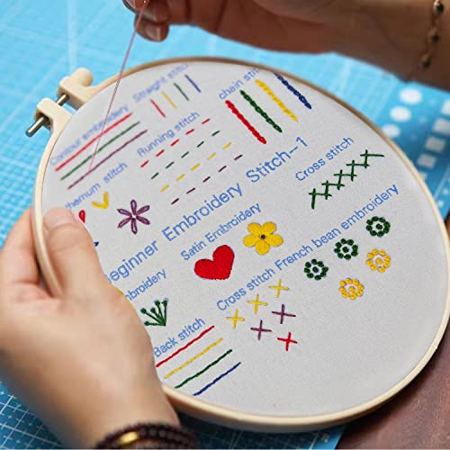 3Pcs 8 Inch Plastic Embroidery Hoops with Sewing Scissors, Seam Ripper,Needle Threader, Round Cross Stitch Hoops with Adjustable Screw, Lightweight & Durable Craft Hoops. - color: white