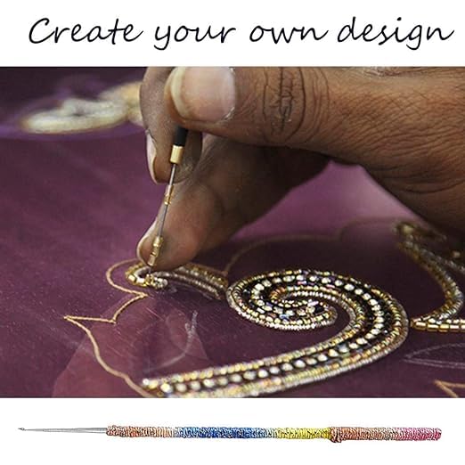 Multi-Color Aari Work Embroidery Needle Set Pack of 5 Fine Hook Needles for Zardozi, Maggam, Crochet & Designer Stitching