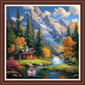 Dimensean Counted Cross Stitch Kit for Beginners, 11CT Unprinted Cross-Stitch Kit Easy Patterns Needlepoint Kit Cross Stitching Embroidery Kit Supplies-Home Under the Snow Mountain 18x18 inch - color: ColornNEW22