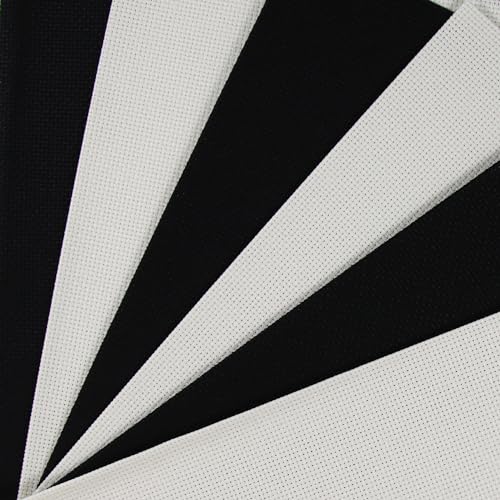 KCS 4/6 pc of 12" x 18" 30cmx45cm 16CT Counted Cotton Aida Cloth Cross Stitch Fabric (Antique White+Black, 6 pc) - color: Antique White+black, size: 6 pc