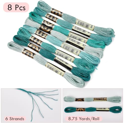 Green Blue Gradient Embroidery Floss Thread for Sewing Bracelet - color: Light Green, size: 70 Yards