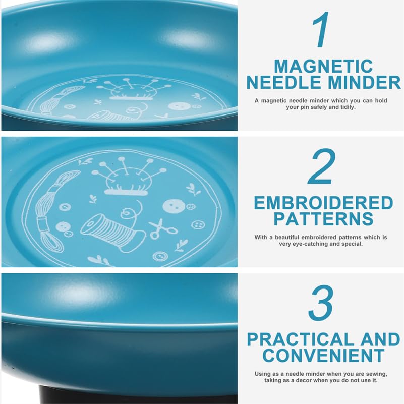 2Pcs Sewing Tool Magnetic Pin Storage Bowl Storage Tray - Magnetic Pin Holder for Sewing Supplies - Convenient Magnetic Needle Storage Holder - Blue+Yellow