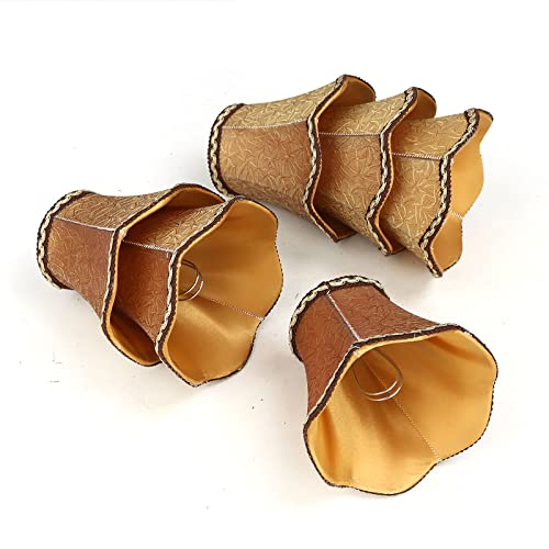 Fuloon Clip on Chandelier Lamp Shades, 3.14x5.51x4.72 in, Small Sconce Shades for Candelabra Bulbs, Rustic/European/French Country Style(6 Pack, Coffee) - color: Coffee, size: 6 Pack
