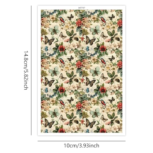 Briartw 10 Sheets Polymer Clay Transfer Paper - Vintage Botanical Pattern - Per Sheet 5.82 x 3.93 inch - Water-Soluble Transfer Sheets Disposable Stickers for DIY Clay Jewelry Earrings Making