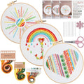 Konrisa Easy Embroidery Kit for Beginners Stamped Embroidery Starter Kit DIY Sewing Needlepoint Cross Stitch for Adults, Stitch Practice Kit 3 Embroidery Fabric Pattern - color: 3set lines