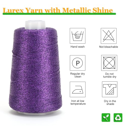 Metallic Crochet Thread, 80g Lurex Yarn for Charms(Purple) - color: Purple