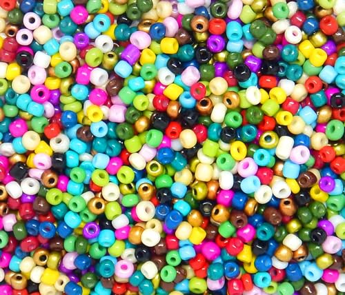 Perlin Glass Seed Beads 3mm 8/0 Round Mini Small Pony Beads 3300pcs for Making Earrings Bracelets Pendants Waist Jewelry DIY Handmade Opaque Color Kit (Assorted Colours, 2,6 mm ~ 3 mm) - color: Assorted Colours