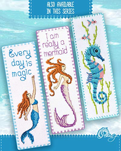 Povitrulya Seahorse Cross Stitch Bookmark Kit - Embroidery Set for DIY Book Marker - color: Seahorse