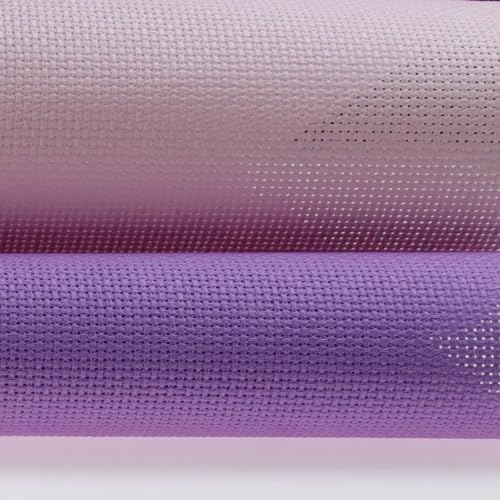 KCS 2 pc of 15" x 18"(38cmx45cm) Counted Cross Stitch Cotton Aida Cloth Needlework Fabric Box (Lavender+Pink, 18CT) - color: Lavender+pink, size: 18CT