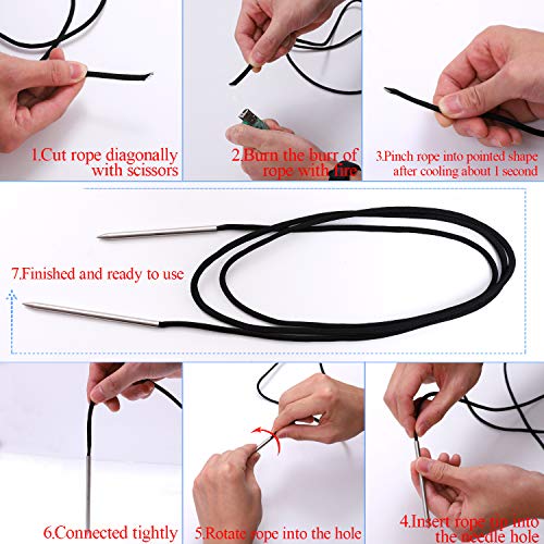 Ruisita 7 Pack Stainless Steel Paracord FID Set Paracord Lacing Stitching Needles and Smoothing Tool with Clear Storage Box for Laces Strings Leather Weaving and Paracord Bracelet